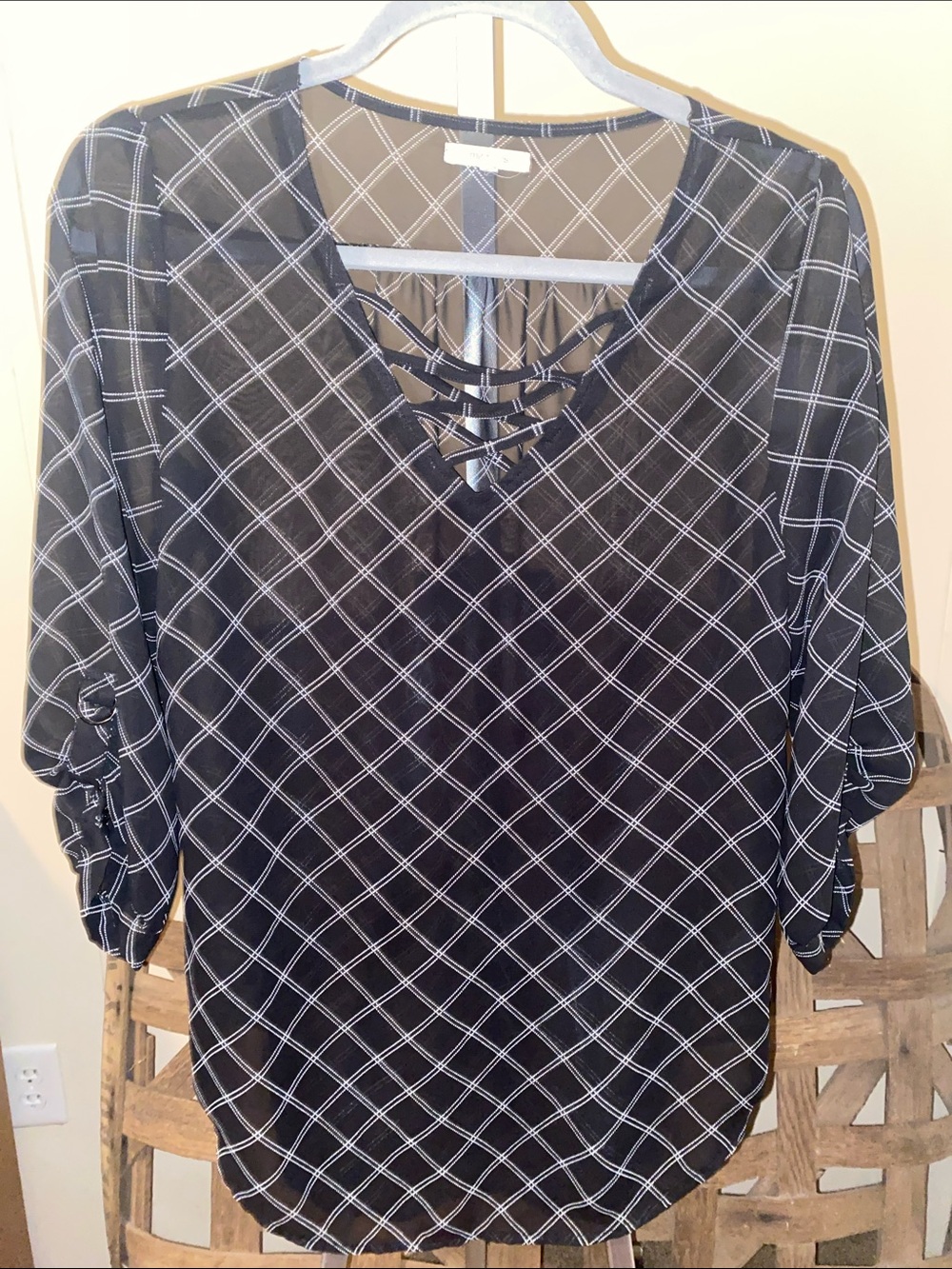 Sheer Print High-Low Blouse